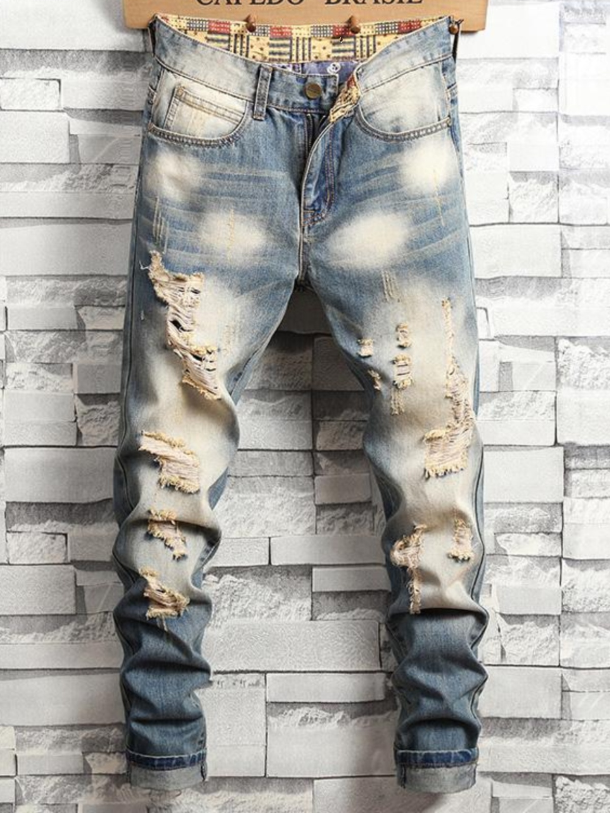 Retro Distressed Men's Jeans S - Streetwear Brand Stoned & Co avaliação e preço